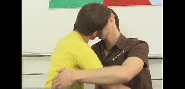  Gay video Jake and Sterling take turns throating on prick and
